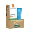 Visuel de la crème solaire matifiante Anthelios SPF50+ avec gel nettoyant Effaclar offert